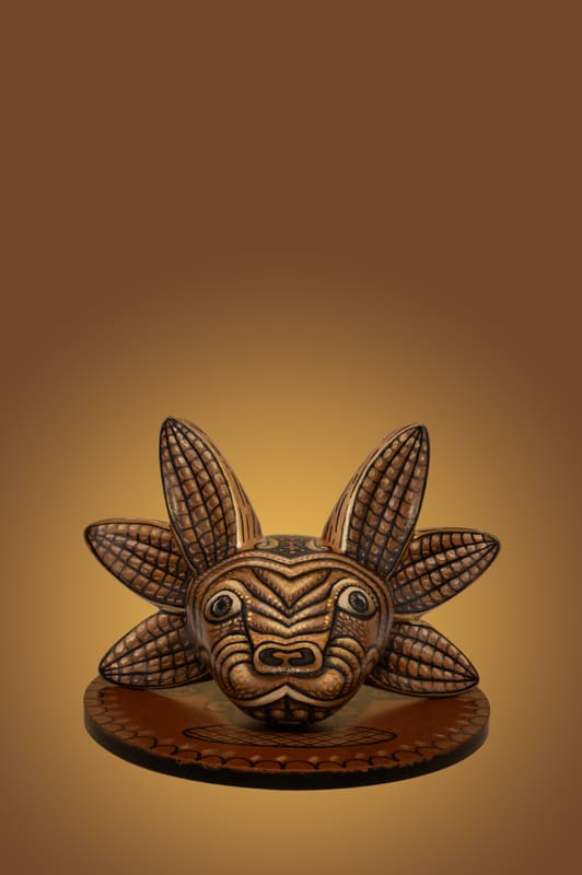 Axolotl sculpture painted by Amauri, front view