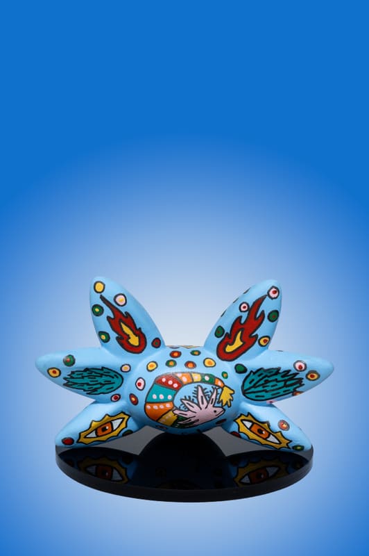 Axolotl sculpture painted by Cocoluu, back view