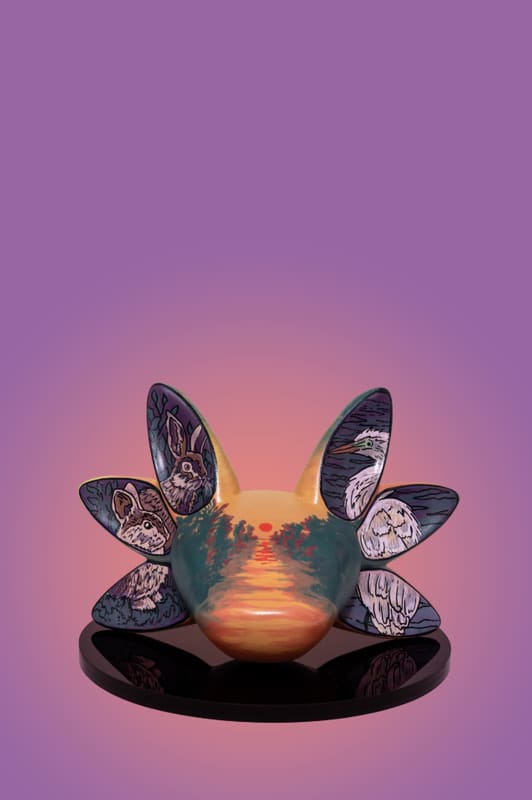 Axolotl sculpture painted by Rocio, front view