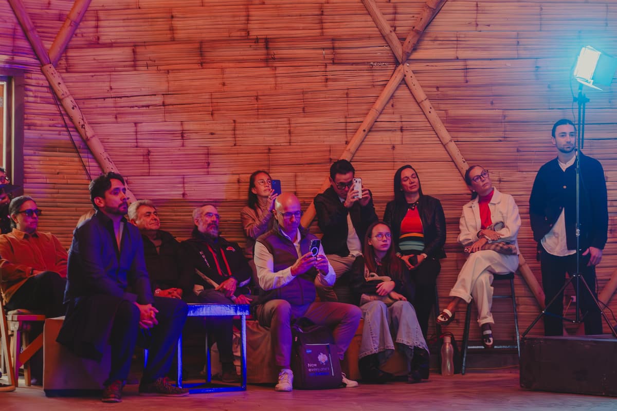 The audience gathered inside the dome