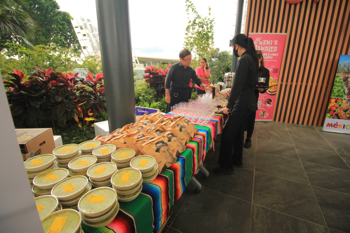 Refreshments laid out along the reception table