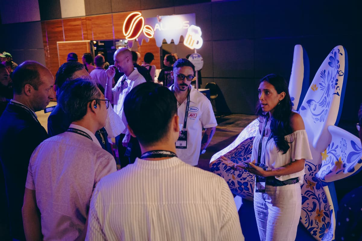 Visitors gathered around the sculpture during the event