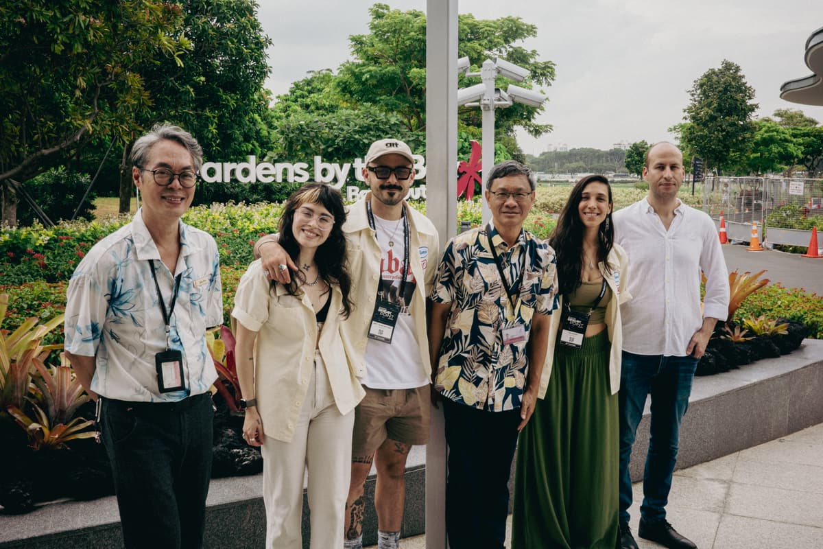 The group outdoors at Gardens by the Bay